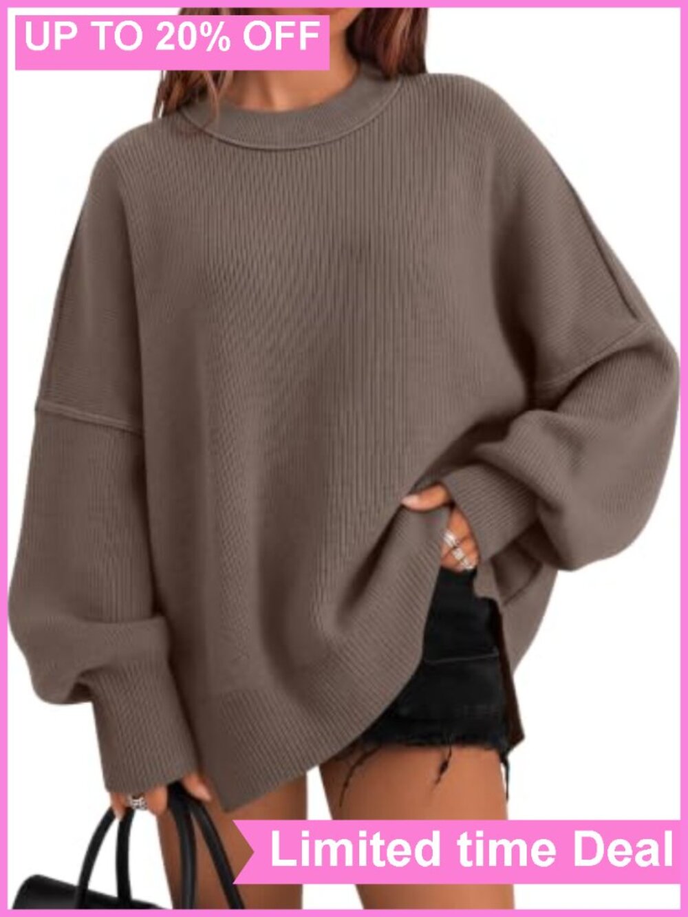 Oversized Crewneck Tunic Sweater Womens Fall Winter Pullover